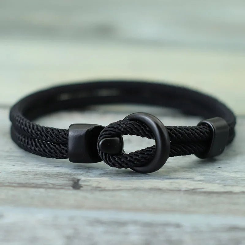 Woven Rope Ring Buckle Bracelet - Ornaments Co - Black